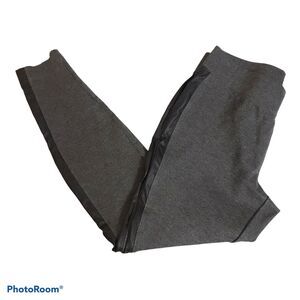 White House Black Market Ponte Knit Leggings Faux Leather Side Stripe Size Small